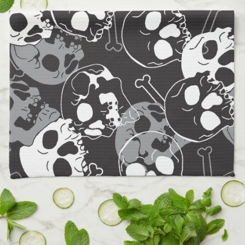 Ethereal Enigma Intricate Patterned Skull Design Kitchen Towel