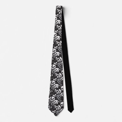 Ethereal Enigma Intricate Patterned Skull Design Neck Tie