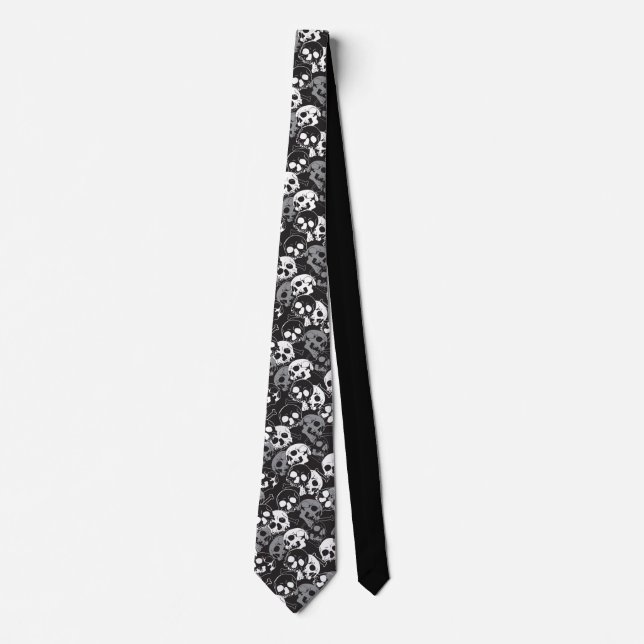 Ethereal Enigma: Intricate Patterned Skull Design Neck Tie (Front)