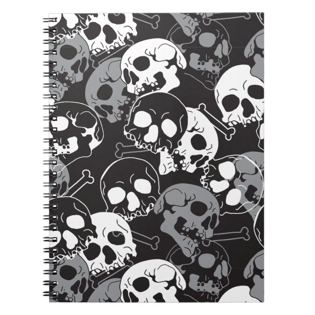 Ethereal Enigma: Intricate Patterned Skull Design Notebook (Front)