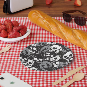 Ethereal Enigma: Intricate Patterned Skull Design Paper Plates