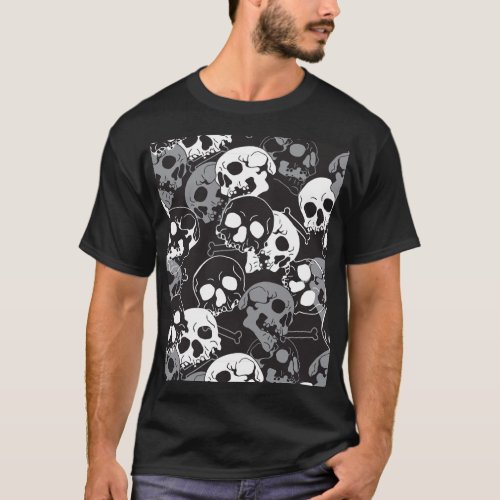 Ethereal Enigma Intricate Patterned Skull Design T_Shirt