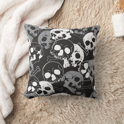 Ethereal Enigma Intricate Patterned Skull Design Throw Pillow