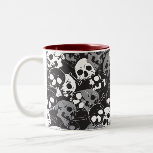 Ethereal Enigma Intricate Patterned Skull Design Two_Tone Coffee Mug