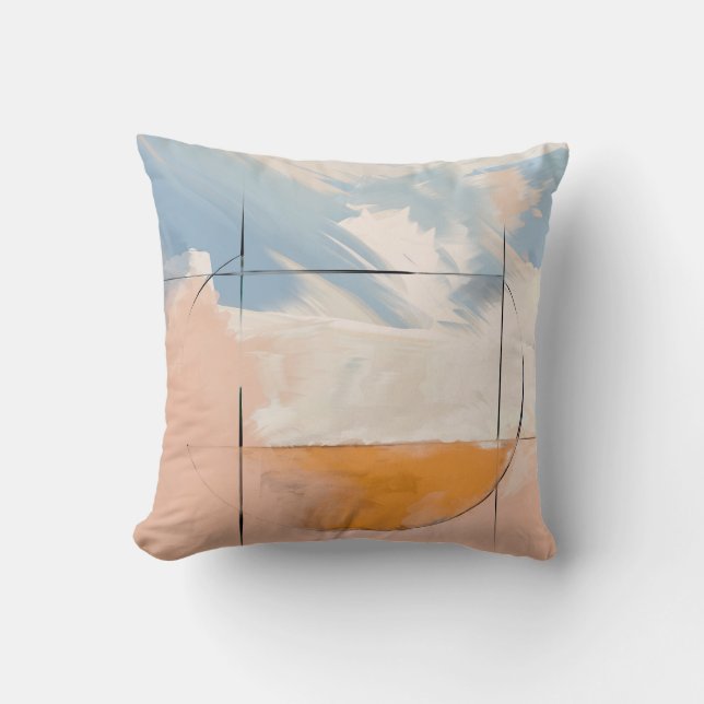 Ethereal Equilibrium: Where Geometry Meets the Sky Throw Pillow (Front)