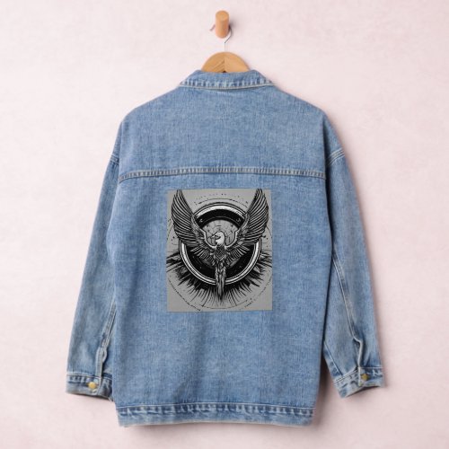 Ethereal Escape Dove and Serpent Harmony  Denim Jacket
