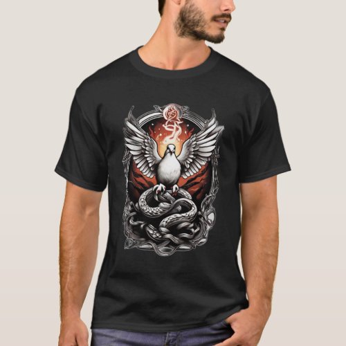 Ethereal Escape Dove and Serpent Tattoo T_Shirt D