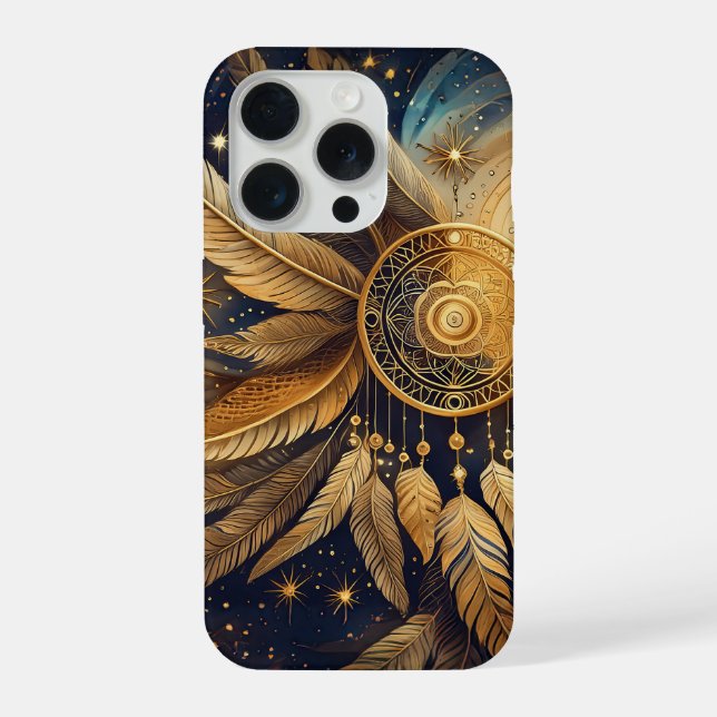 Ethereal Escapes, Golden Dreamcatcher Starshine iPhone Case (Back)