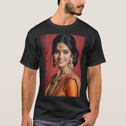 Ethereal Essence Celebrating Indian Beauty T_Shirt