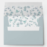 Minimal Leaf, Dusty Blue Wedding Invitation Envelope