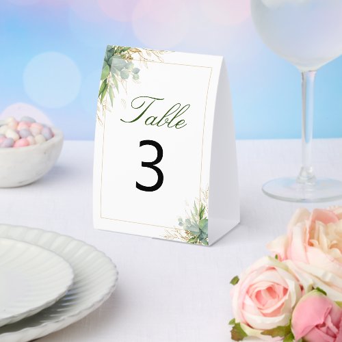 Ethereal Eucalyptus Foliage Greenery Table Number Paper Table Tent