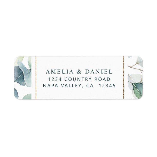 Ethereal Eucalyptus Gold Greenery Address Label (Front)