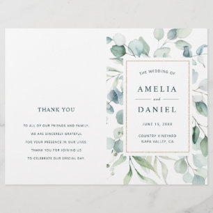 Ethereal Eucalyptus Green Wedding Ceremony Program