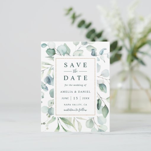 Ethereal Eucalyptus Greenery Wedding Save the Date Announcement ...