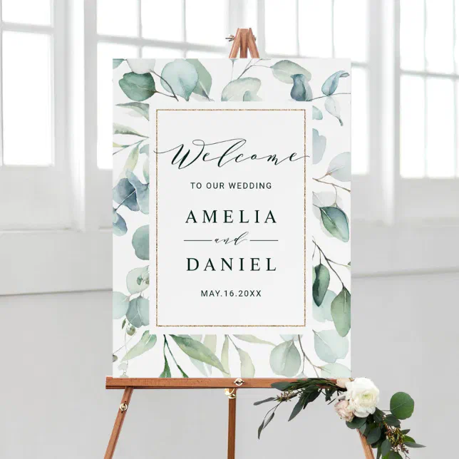 Ethereal Eucalyptus Greenery Wedding Welcome Foam Board | Zazzle