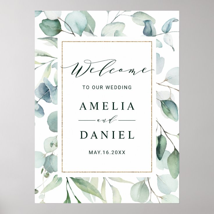 Ethereal Eucalyptus Greenery Wedding Welcome Sign | Zazzle