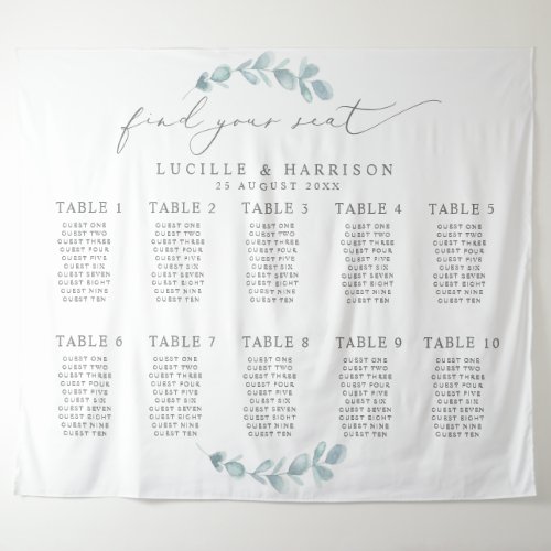 Ethereal Eucalyptus Wedding SeatingTable Plan Tapestry