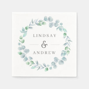 Ethereal Eucalyptus Wreath Dusty Blue Wedding Napkins