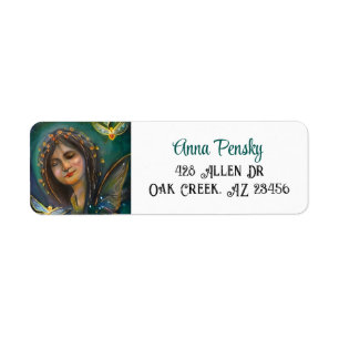 Ethereal Fairy Girl and Golden Butterfly Label