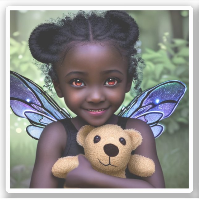 Ethereal Fairy Girl and Teddy Bear Sticker (Front)