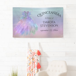 Ethereal Fairy Gown Rainbow Ombre Pastel Sheen Banner
