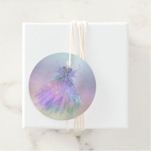 Ethereal Fairy Gown Rainbow Ombre Pastel Sheen Favor Tags