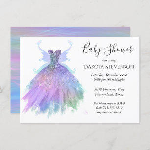 Ethereal Fairy Gown Rainbow Ombre Pastel Sheen Invitation
