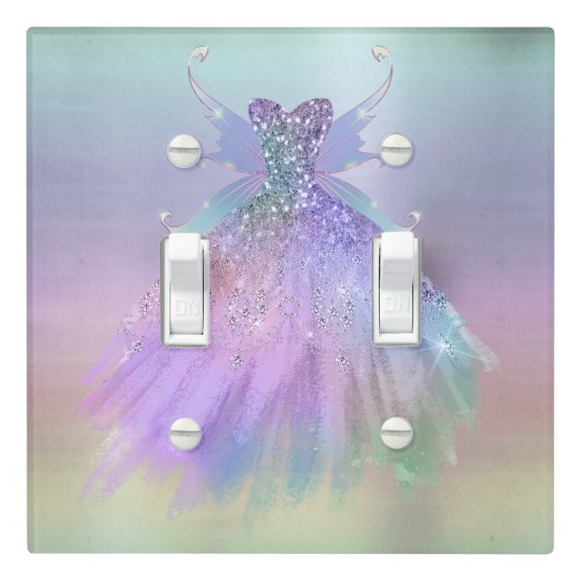 Ethereal Fairy Gown | Rainbow Ombre Pastel Sheen Light Switch Cover (In Situ)