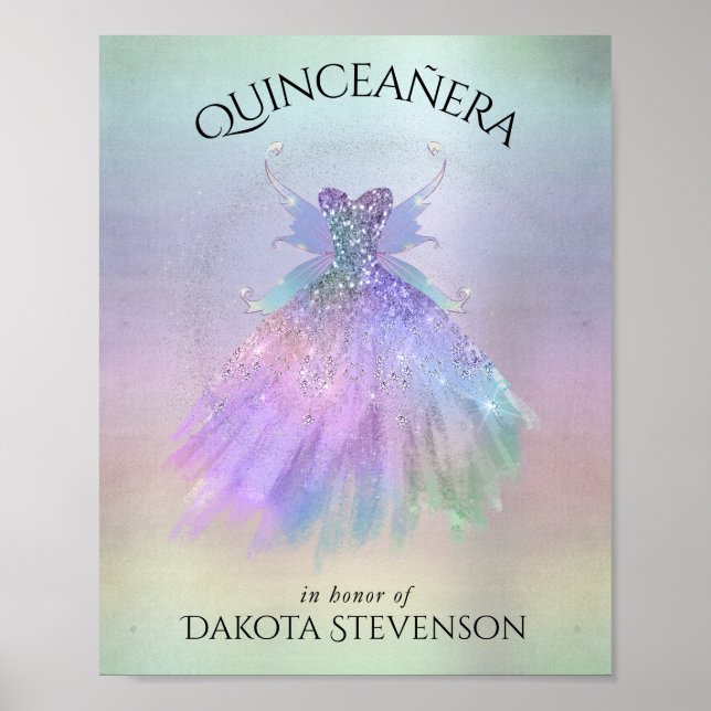 Ethereal Fairy Gown | Rainbow Ombre Pastel Sheen Poster (Front)
