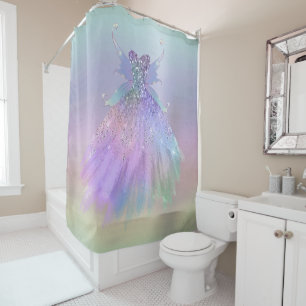 Ethereal Fairy Gown   Rainbow Ombre Pastel Sheen Shower Curtain