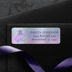 Ethereal Fairy Gown Rainbow Pastel Ombre Address Label