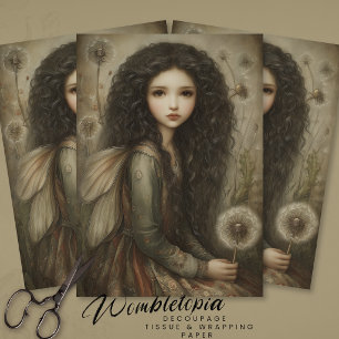 Ethereal Fairy in Meadow of Dandelions Fantasy Art Tissue Paper