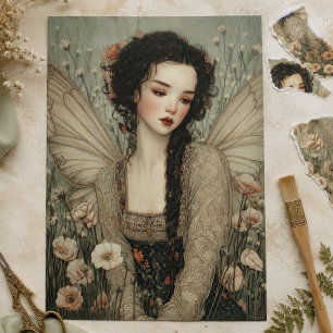 Ethereal Fairy in Wildflower Garden Decoupage Tissue Paper