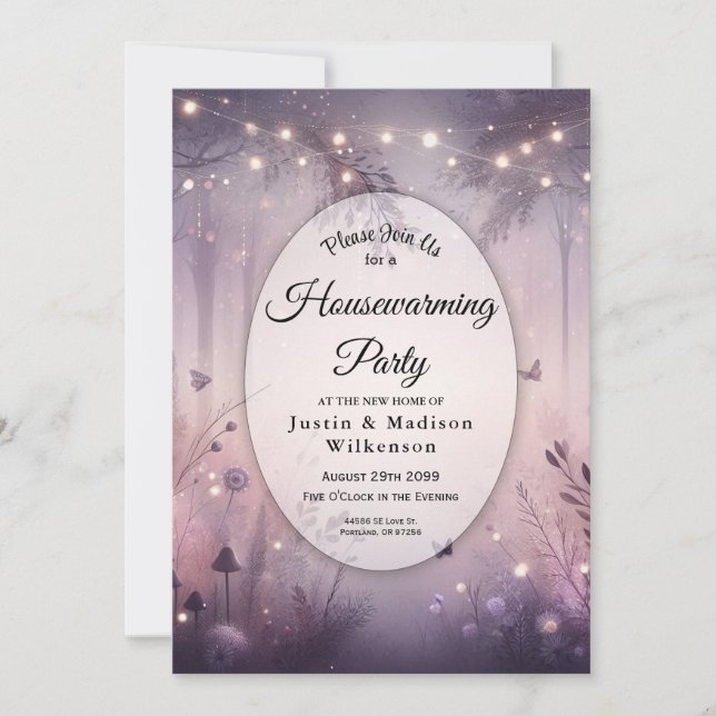Ethereal Fairy Lights Forest Housewarming Party Invitation (Front)