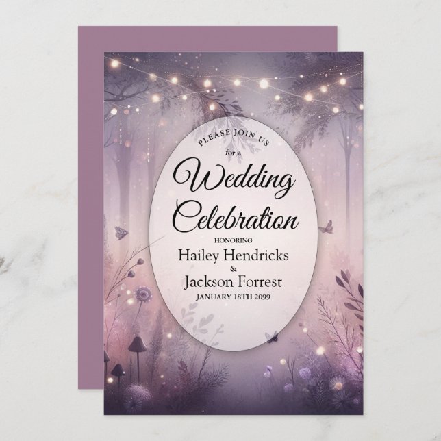 Ethereal Fairy Lights Forest Wedding Invitation (Front/Back)