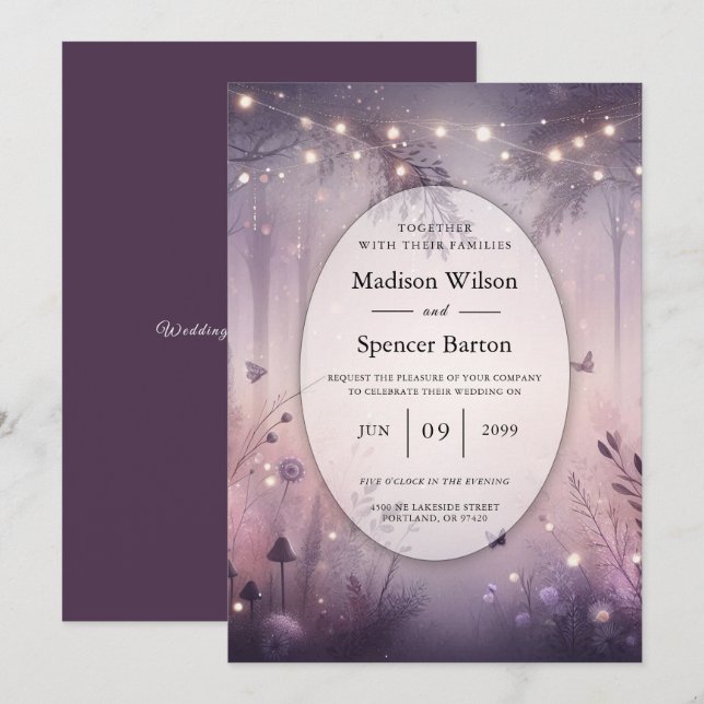 Ethereal Fairy Lights Forest Wedding Invitation (Front/Back)