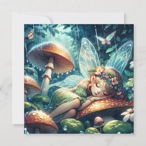 Ethereal Fairy Sleeping on a Mushroom Card