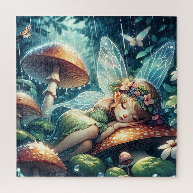 Ethereal Fairy Sleeping on a Mushroom Jigsaw Puzzle (Vertical)