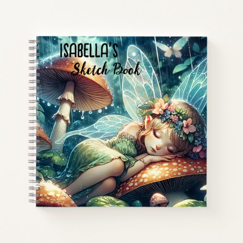 Ethereal Fairy Sleeping on a Mushroom Personalized Notebook