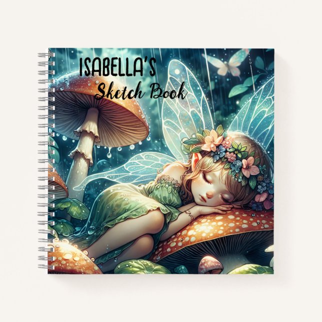Ethereal Fairy Sleeping on a Mushroom Personalized Notebook (Front)