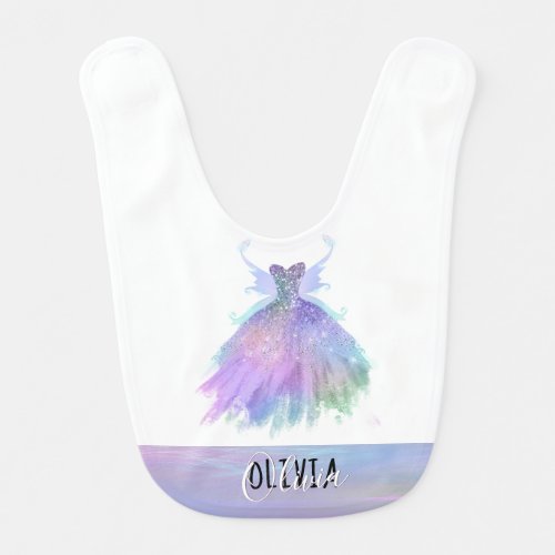 Ethereal Fairy Wing Gown  Rainbow Pastel Ombre Baby Bib