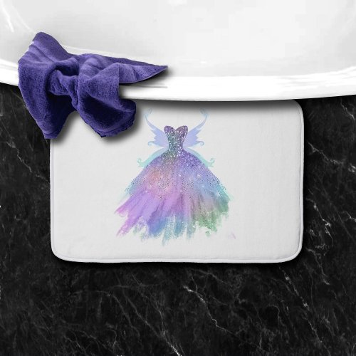 Ethereal Fairy Wing Gown  Rainbow Pastel Ombre Bath Mat