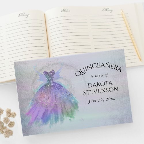 Ethereal Fairy Wing Gown  Rainbow Pastel Sheen Guest Book