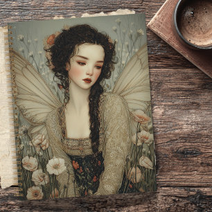 Ethereal Fairy With Wings in flower Garden Art  Notebook