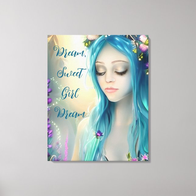 Ethereal Fantasy Art | Beautiful Blue Fairy  Canvas Print (Front)