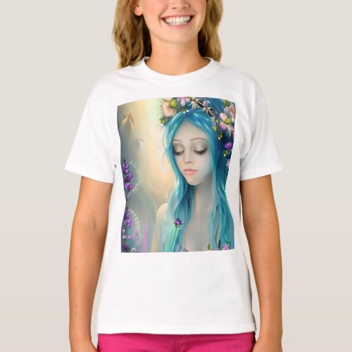 Ethereal Fantasy Art  Beautiful Blue Fairy  T_Shirt