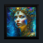 Ethereal Fantasy Art Princess Goddess and Jewels  Gift Box<br><div class="desc">Ethereal Fantasy art depicting a beautiful woman Goddess princess adorned in jewels with bright blue eyes.</div>
