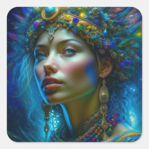 Ethereal Fantasy Art Princess Warrior Beautiful Square Sticker