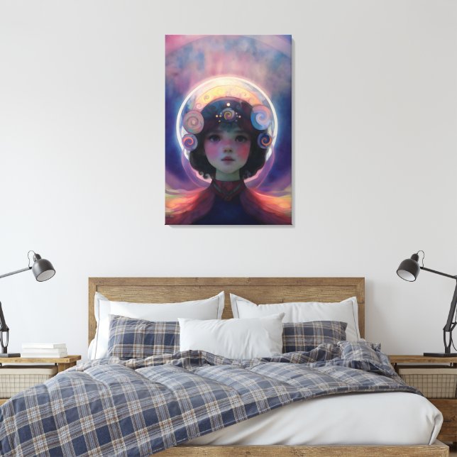 Ethereal Fantasy Celestial Child Dream Guardian Canvas Print (Insitu(Bedroom))