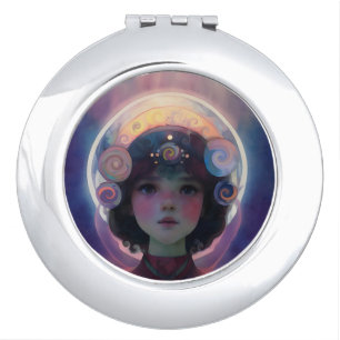 Ethereal Fantasy Celestial Child Dream Guardian Compact Mirror
